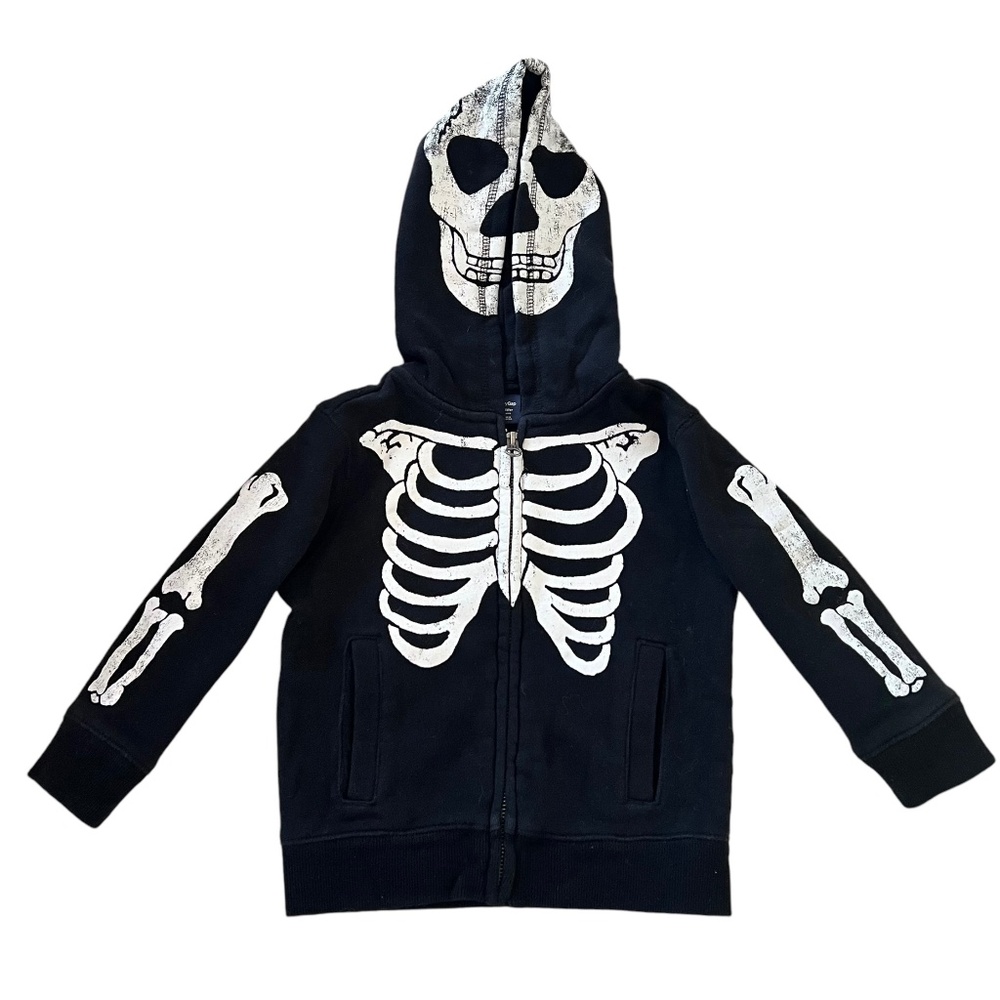 Gap Black Skeleton Zip Hooded Sweatshirt 2T